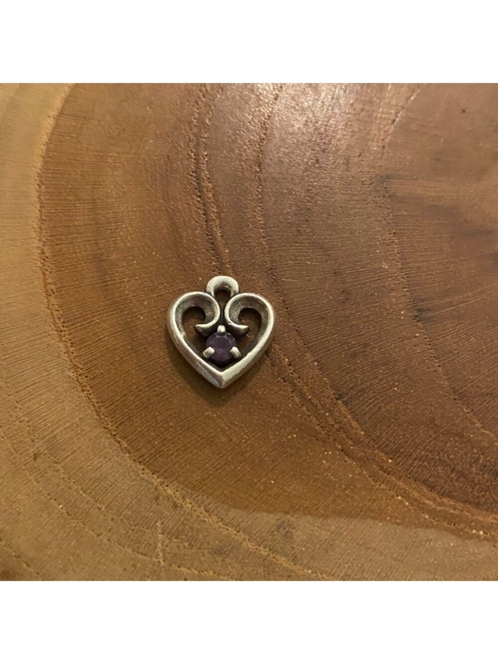 James Avery Remembrance Heart Birthstone Charm, Amethyst